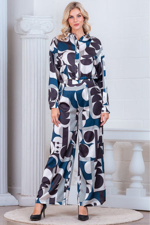 Mesa Geo Pleated Wide Leg Pants