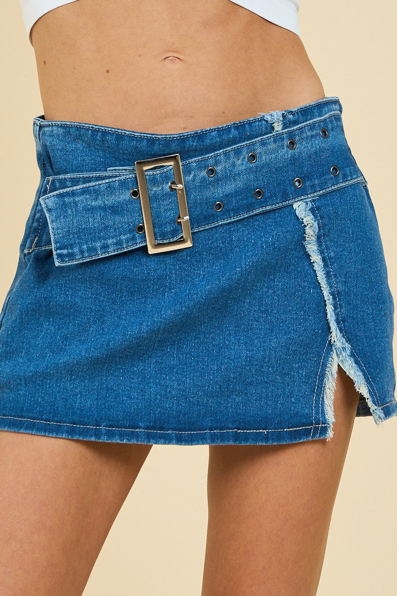 Buckle Eyelet Belt Wrap Mini Skirt – Bliss