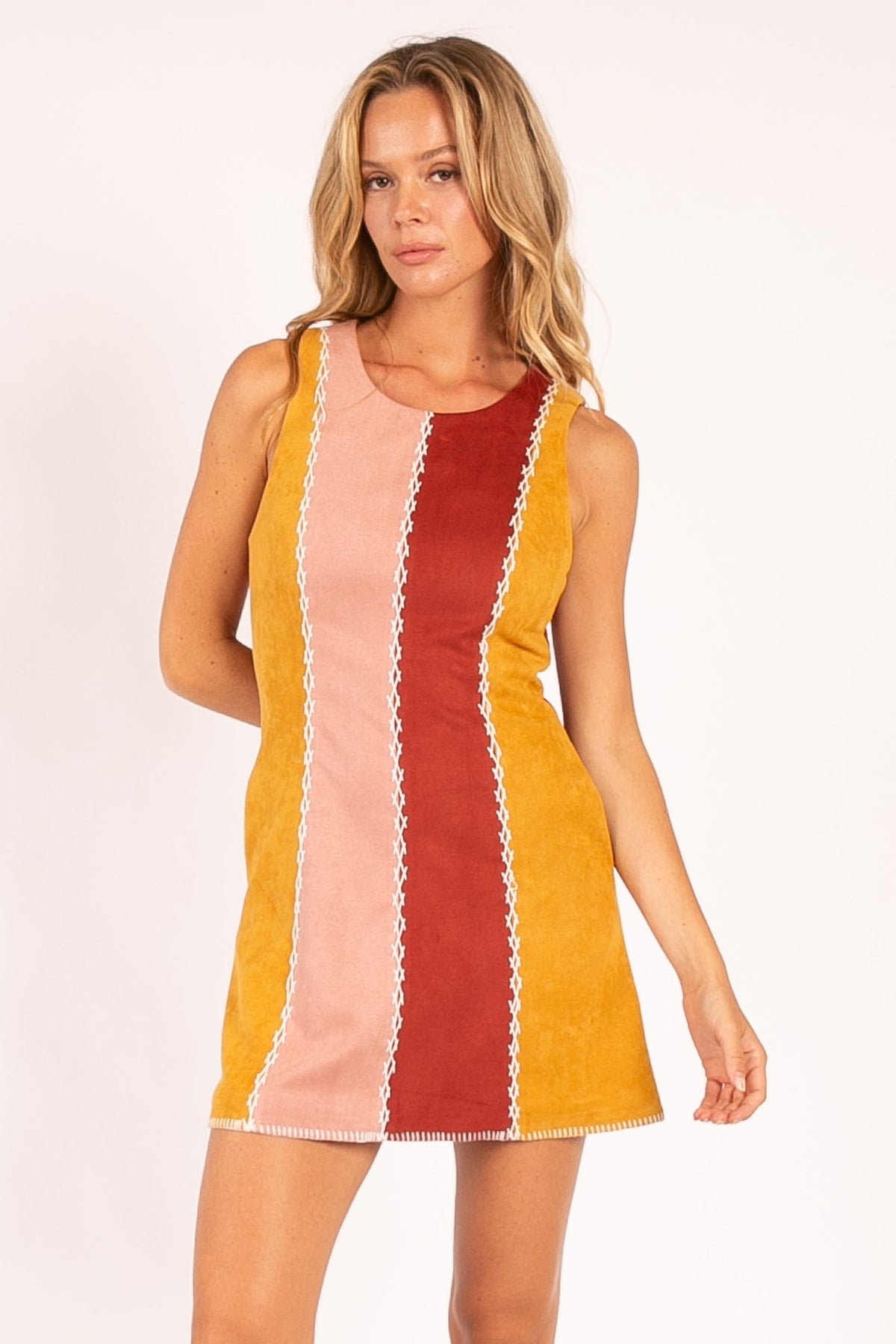 Color Block Suede Mini Dress