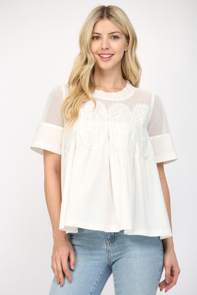 Mesh Combo Applique Top