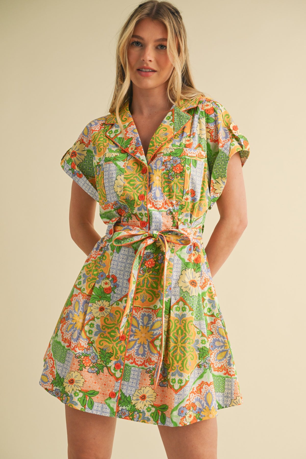 Garden Party Piped Mini Dress