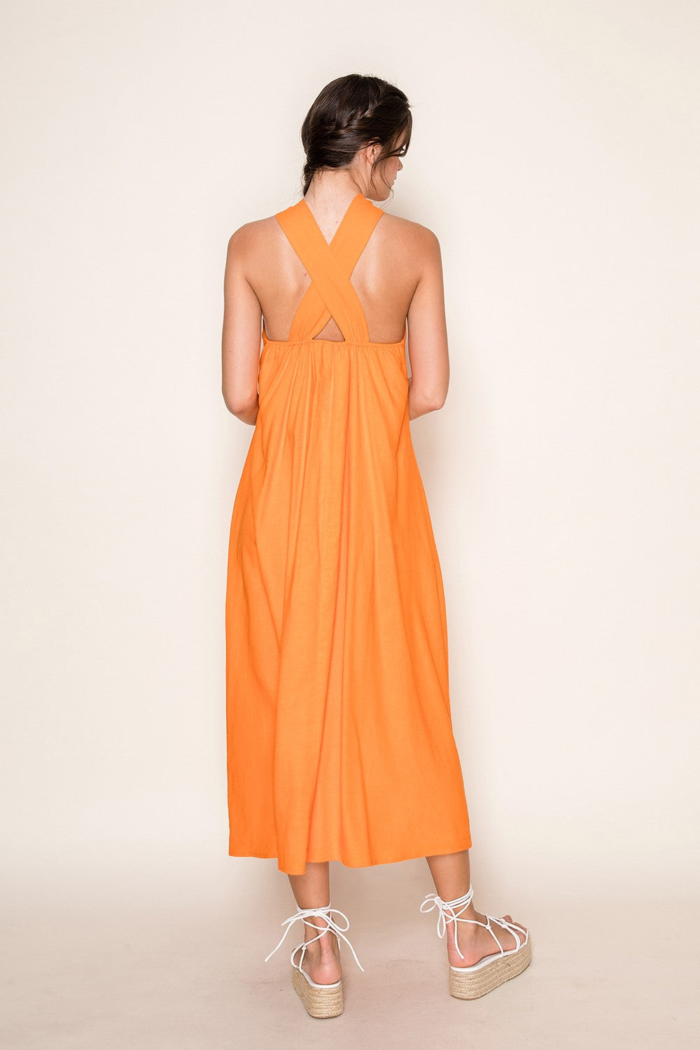 linen halter midi dress Ashby Linen Halter Midi Dress-Green