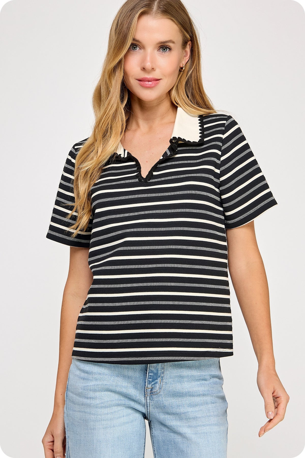 Striped Polo Top