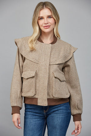 Breeze Chic Ruffle Bomber Jacket
