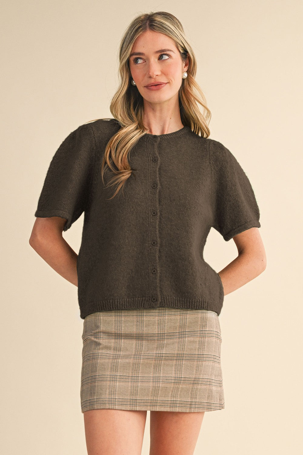 Autumn Breeze Puff Sleeve Cardigan