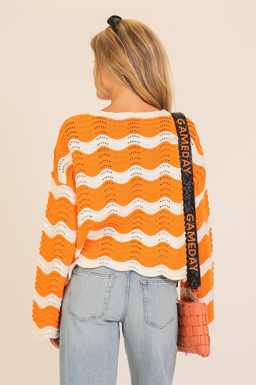 Wavy Textured Knit Sweater – Bliss