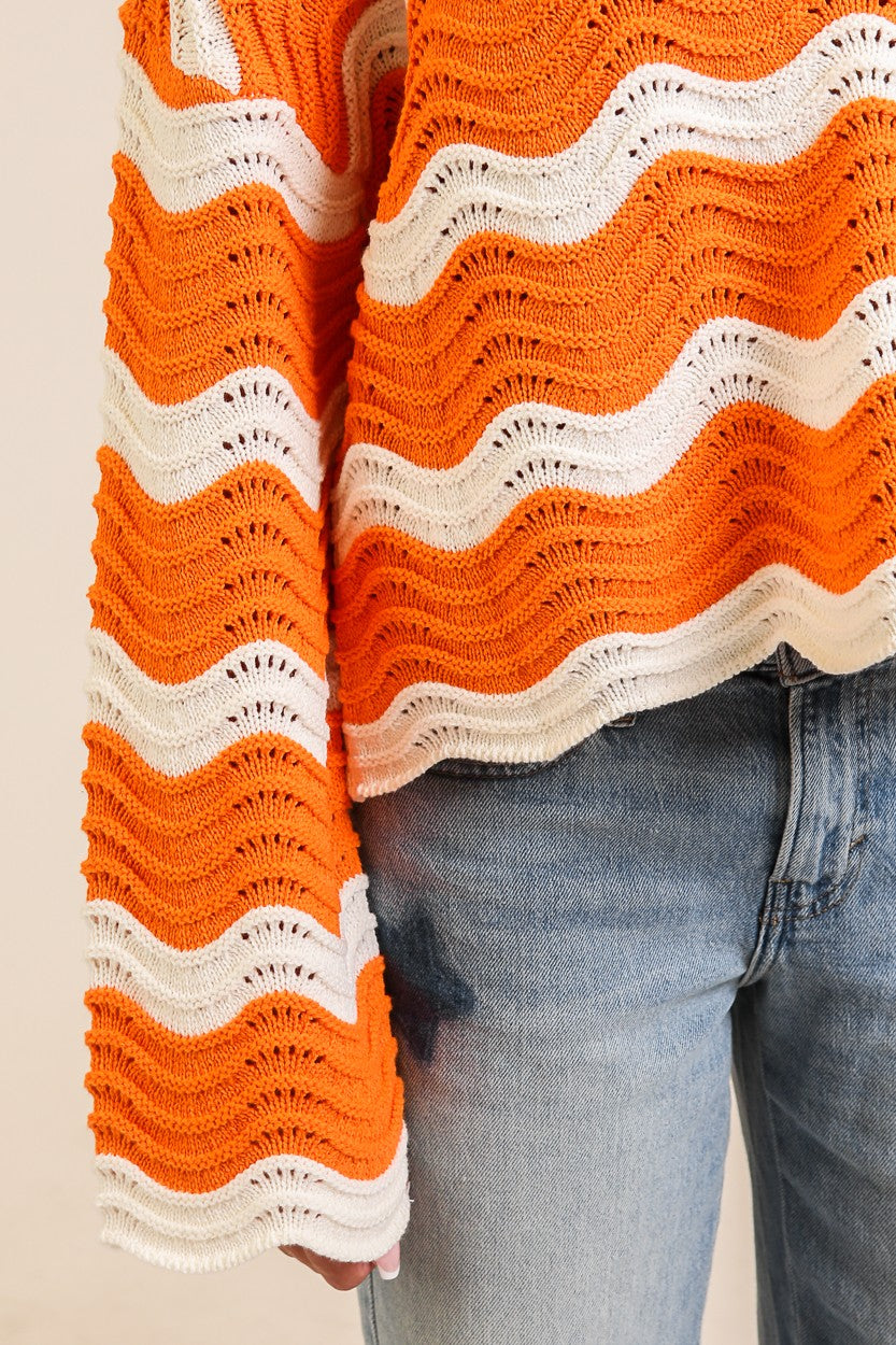 Wavy Textured Knit Sweater – Bliss