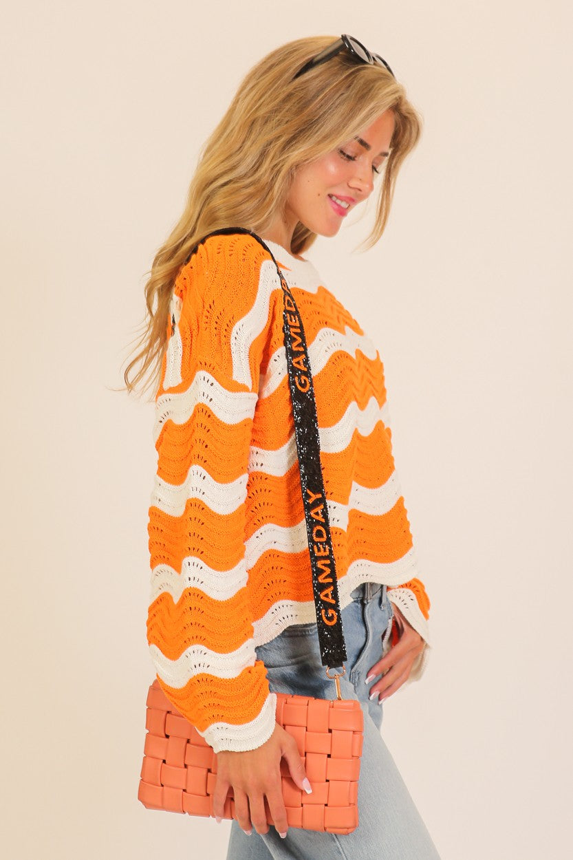 トップス Andequal wave design sheer knit Wavy Textured Knit Sweater – Bliss