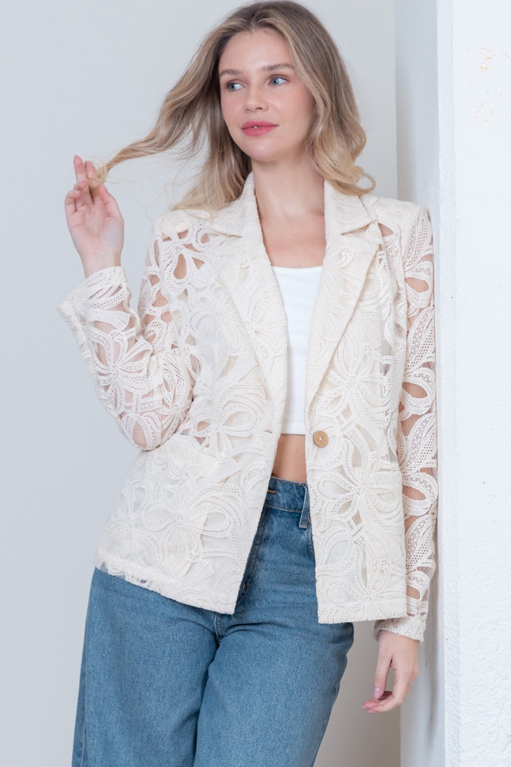 Ivory Garden Lace Blazer