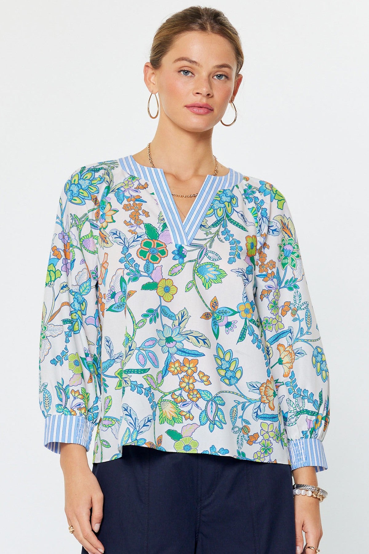 Paisley Breeze Puff Sleeve Blouse