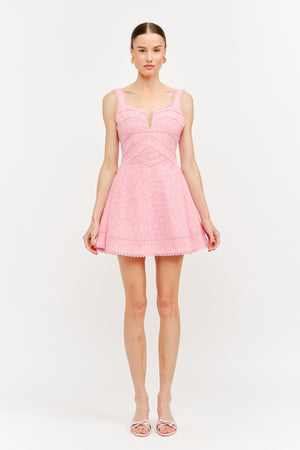 Sweetheart Bloom Embroidered Mini Dress