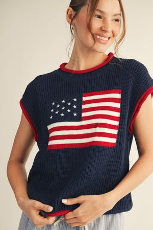 American Flag Sweater Top