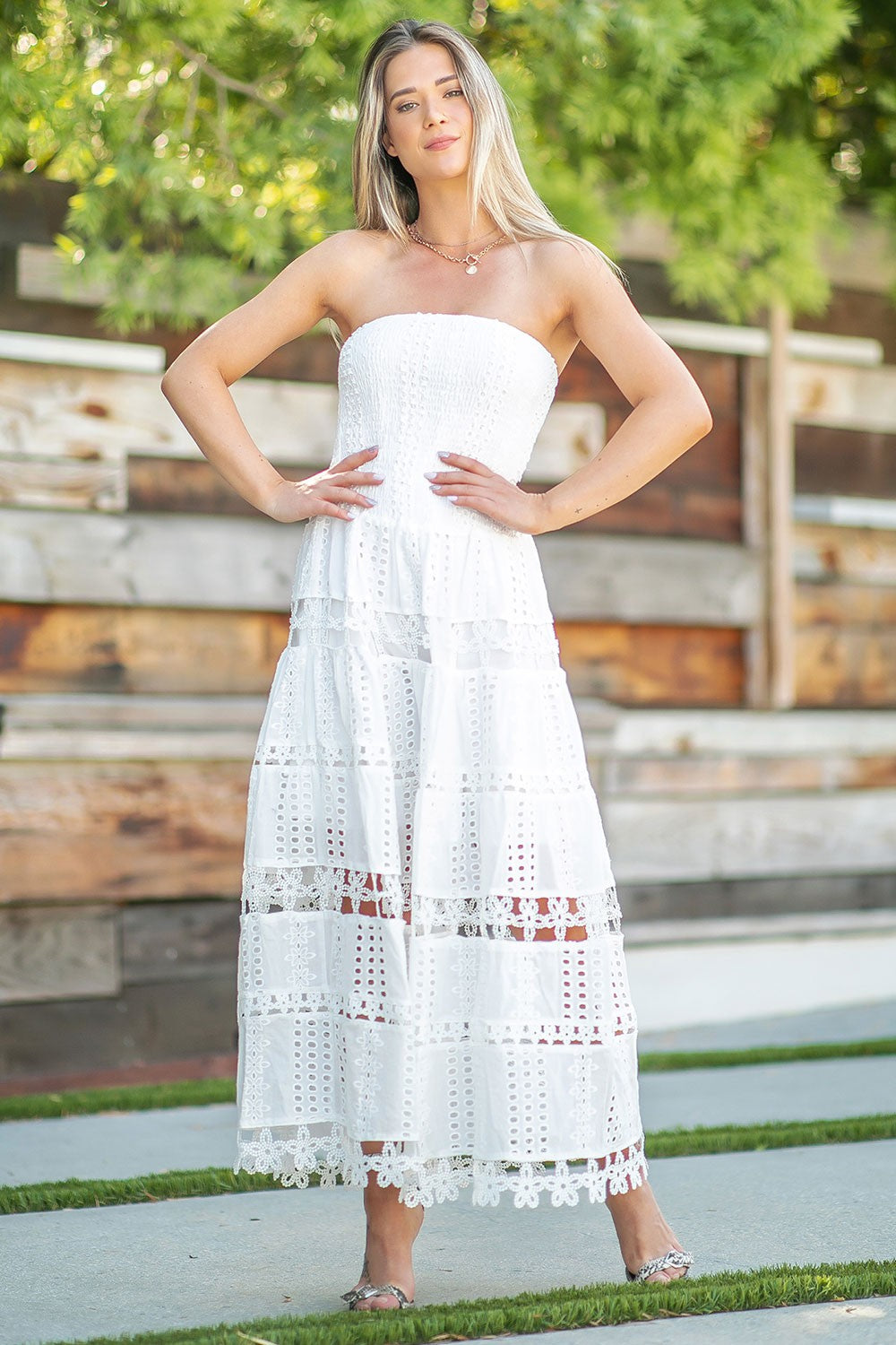 Palm Springs Eyelet Lace Tube Dress