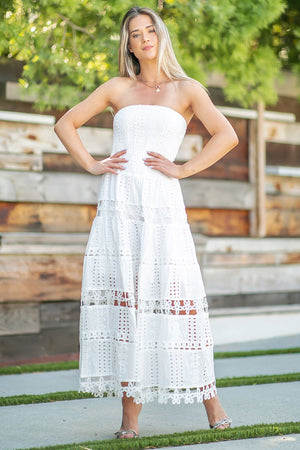 Palm Springs Eyelet Lace Tube Dress