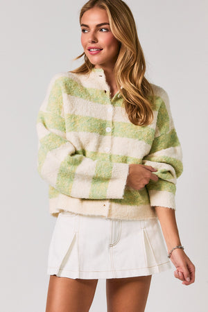Striped Button-Up Cardigan