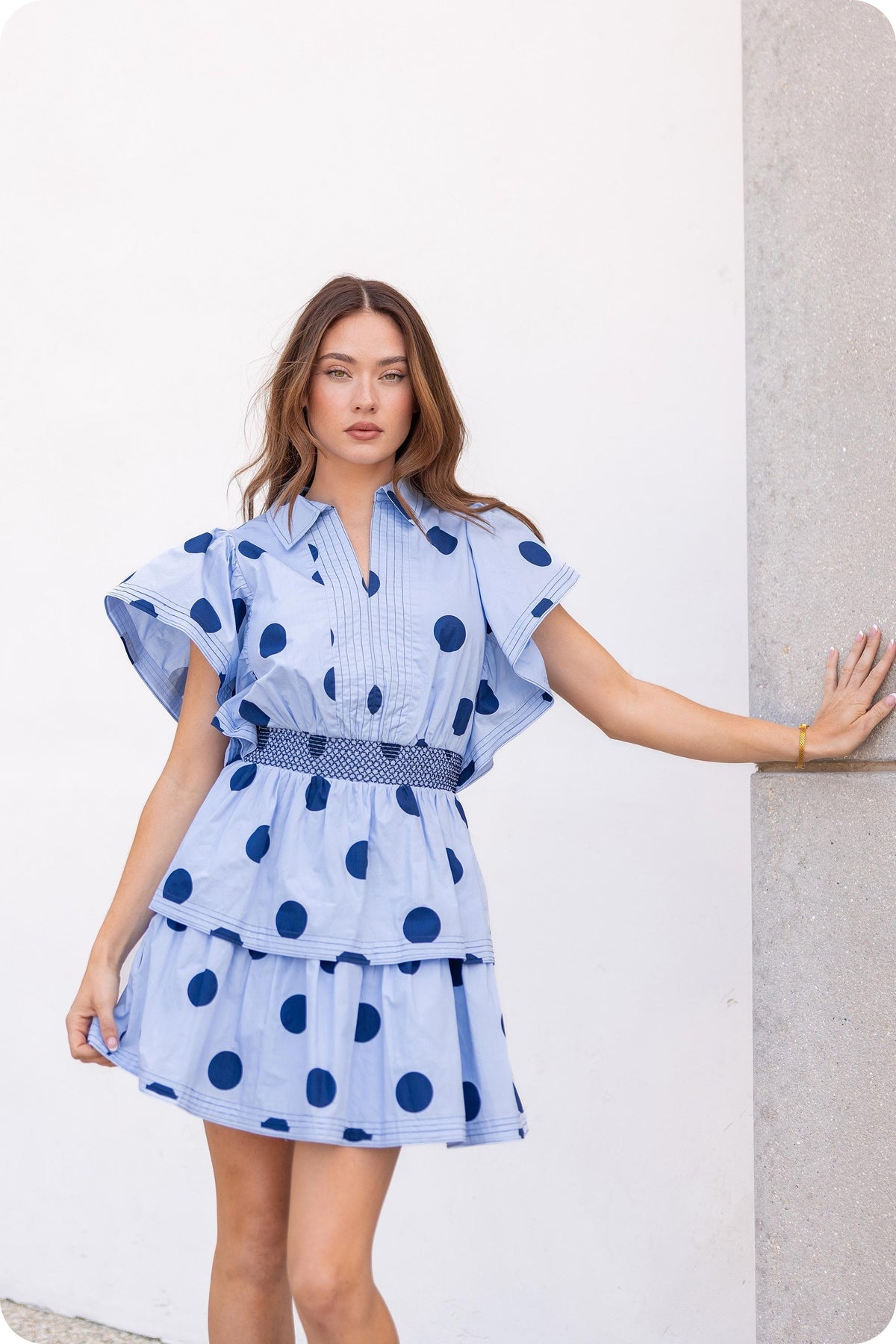 Polka Dot Ruffle Sleeve Babydoll Mini Dress