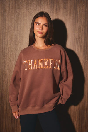 Thankful Varsity Applique Oversized Sweatshirt