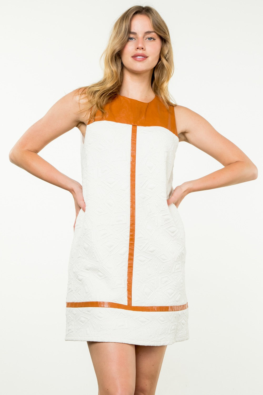 mixed media textured slip on dress