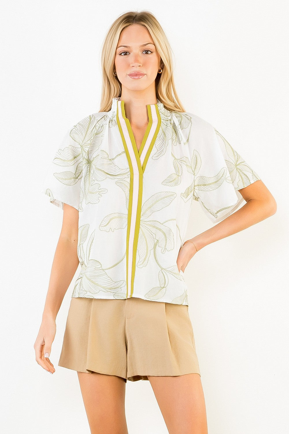 Leaf Flutter Sleeve Top