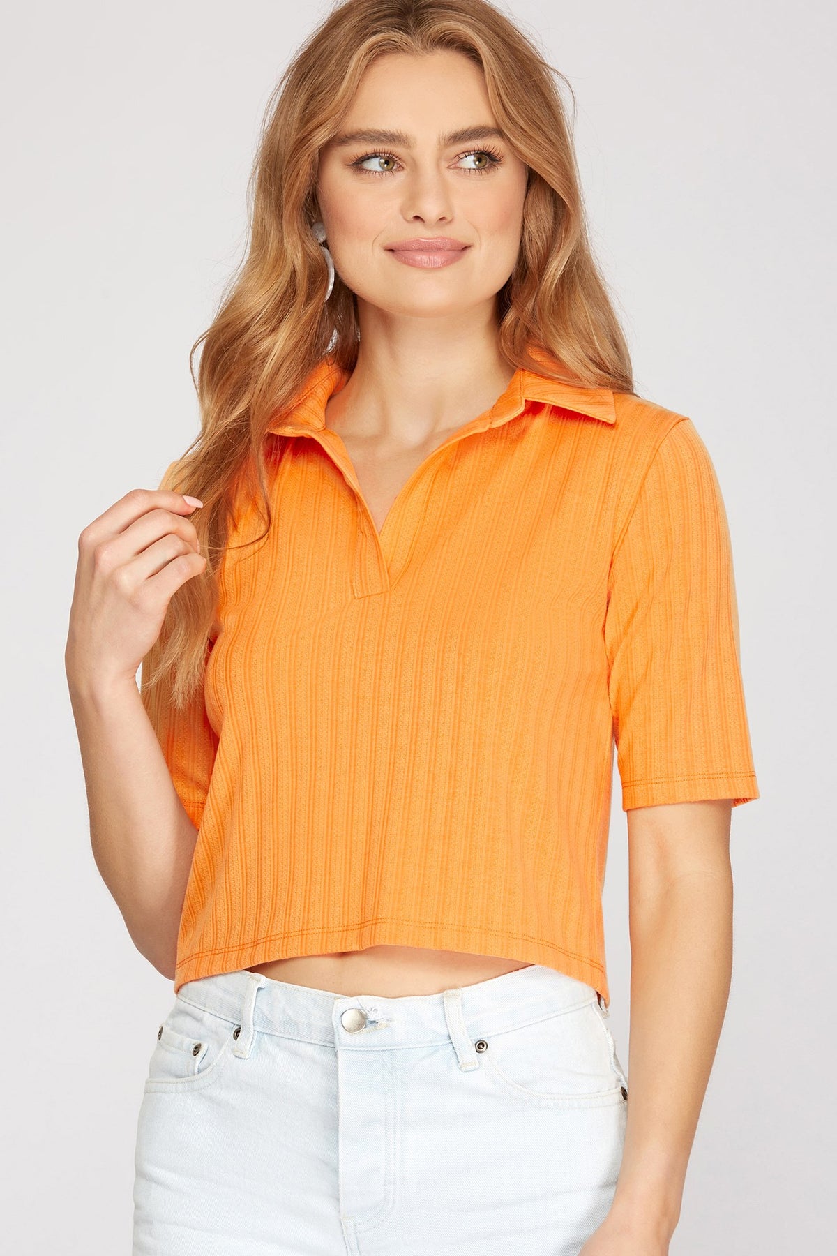 Neyland Nights Collared Crop Top