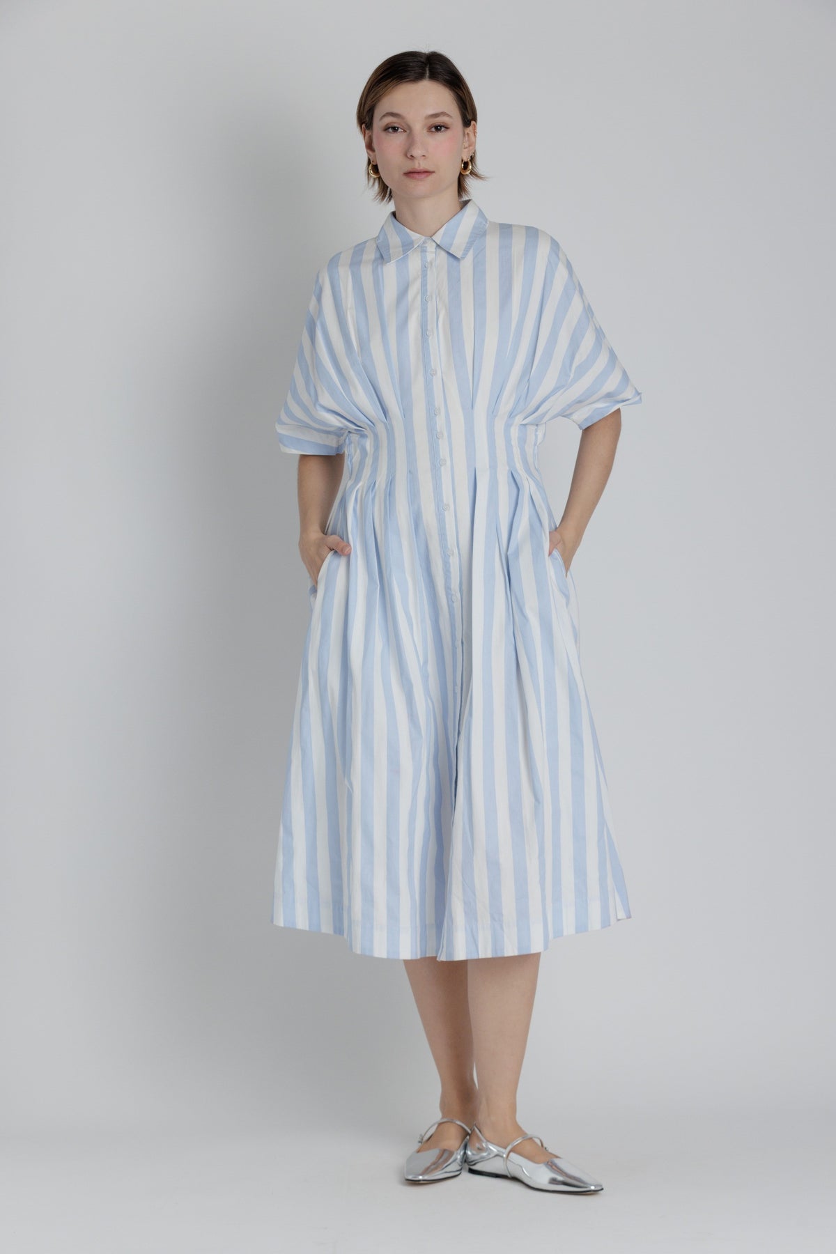 City Lines Pleated Midi Dress