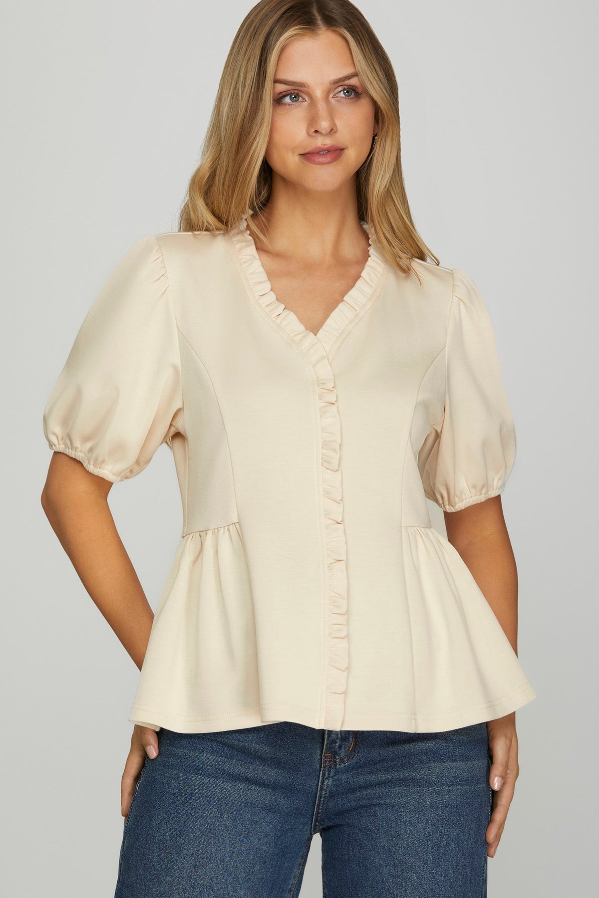 Autumn Whisper Ruffled Neck Top