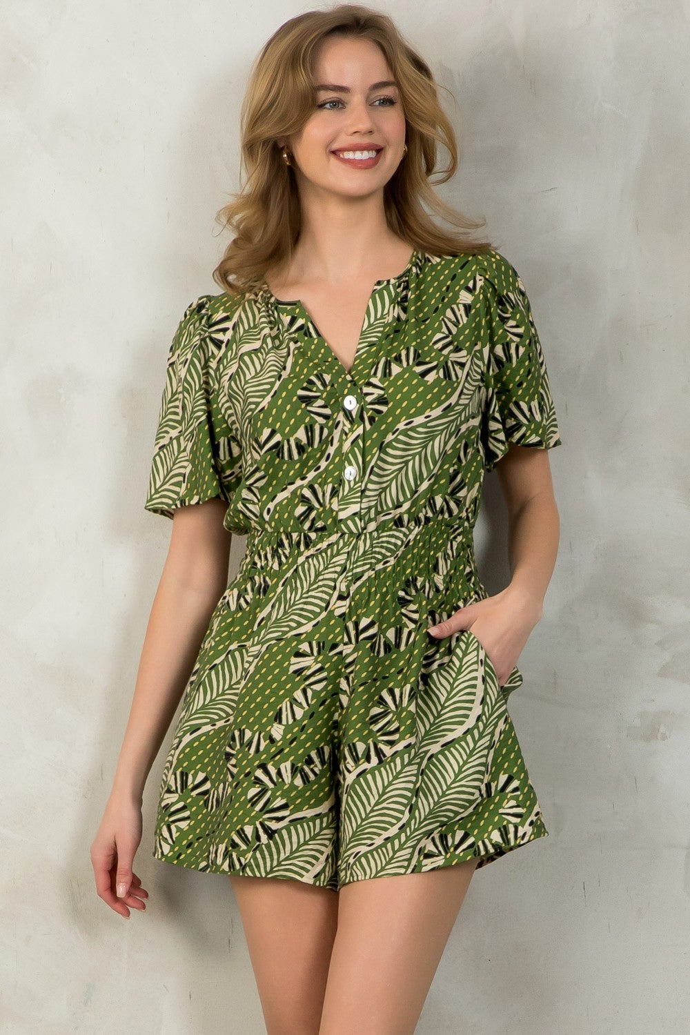 Leaf Print Romper