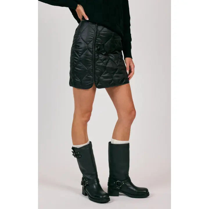 New Horizons Quilt Mini Skirt in black-side