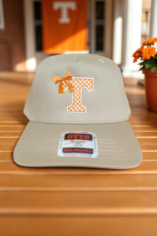 Vols T Bow Canvas Embroidered Hat: Tan