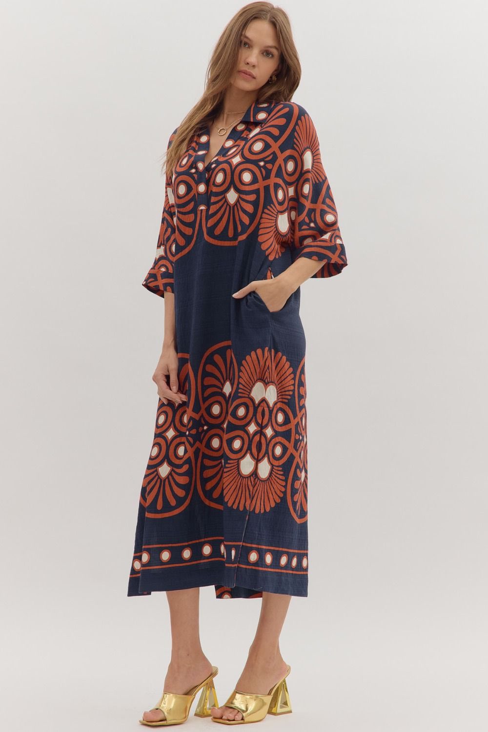 Geo Print Midi Dress