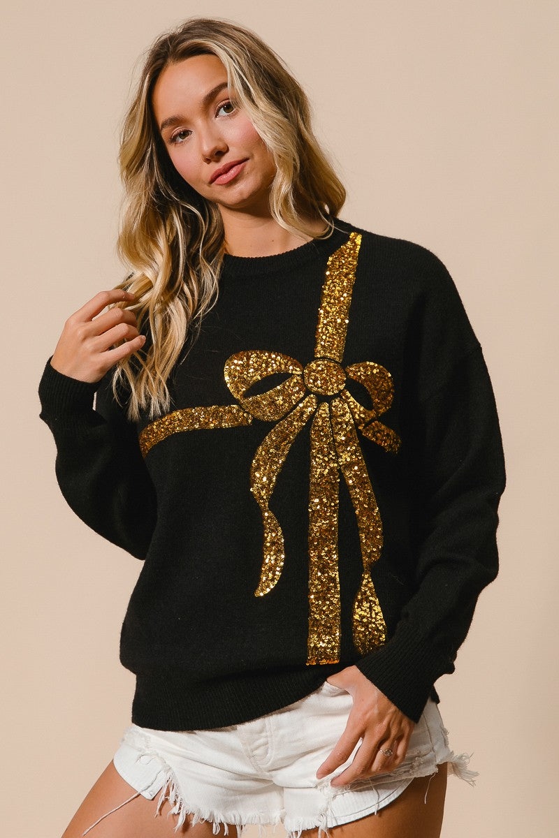 Bow Sequins Sweater