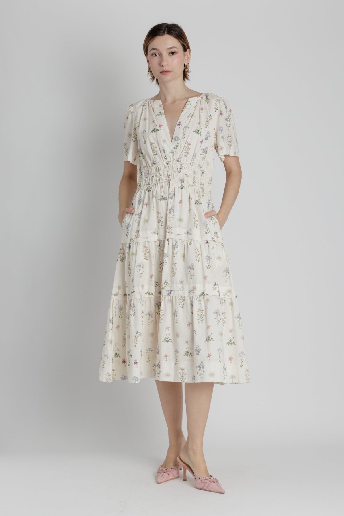 Garden Grace Pintuck Midi Dress