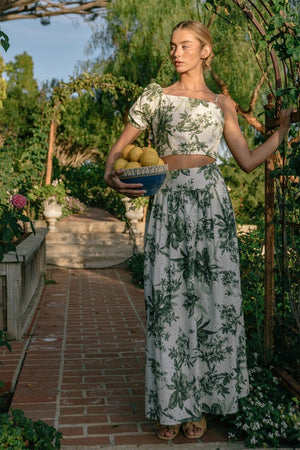 Botanical Midi Flare Skirt