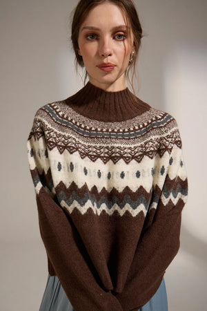 Cinnamon Fair Isle Turtleneck Sweater