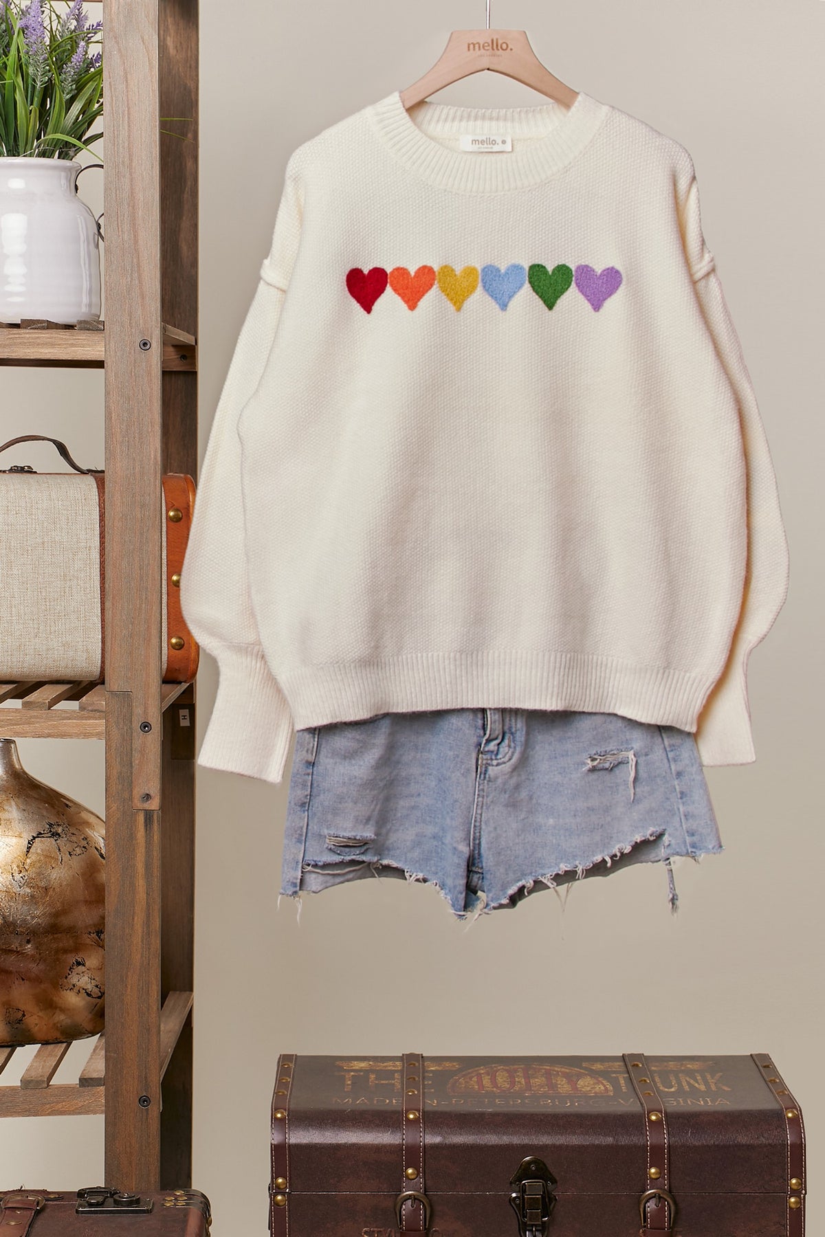 Rainbow Heart Patch Sweater