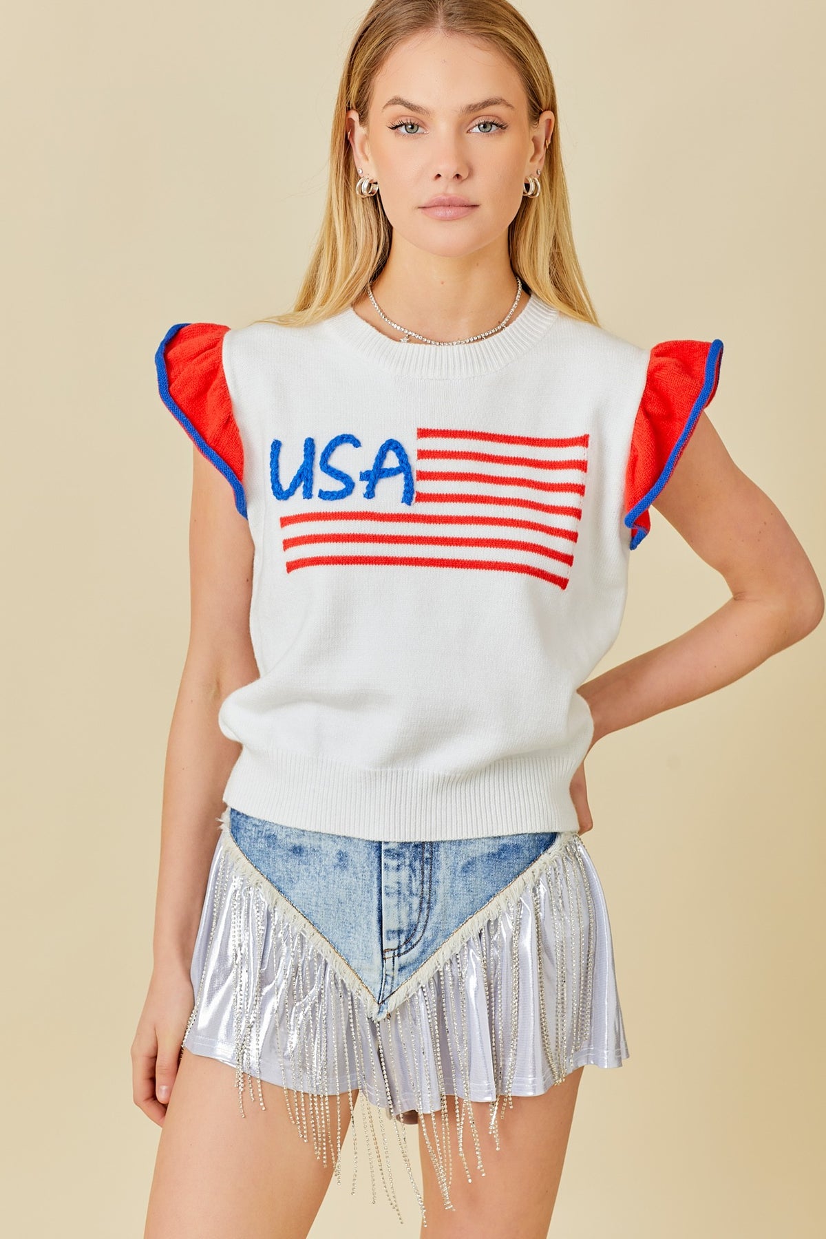 USA Embroidered Sweater