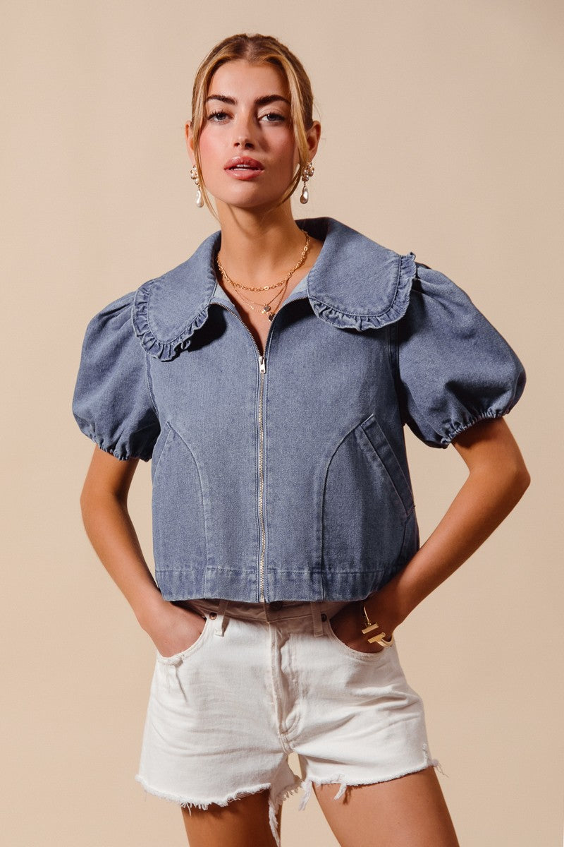 Puff It Up Denim Top