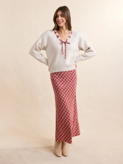 The Hostess Plaid Midi Skirt
