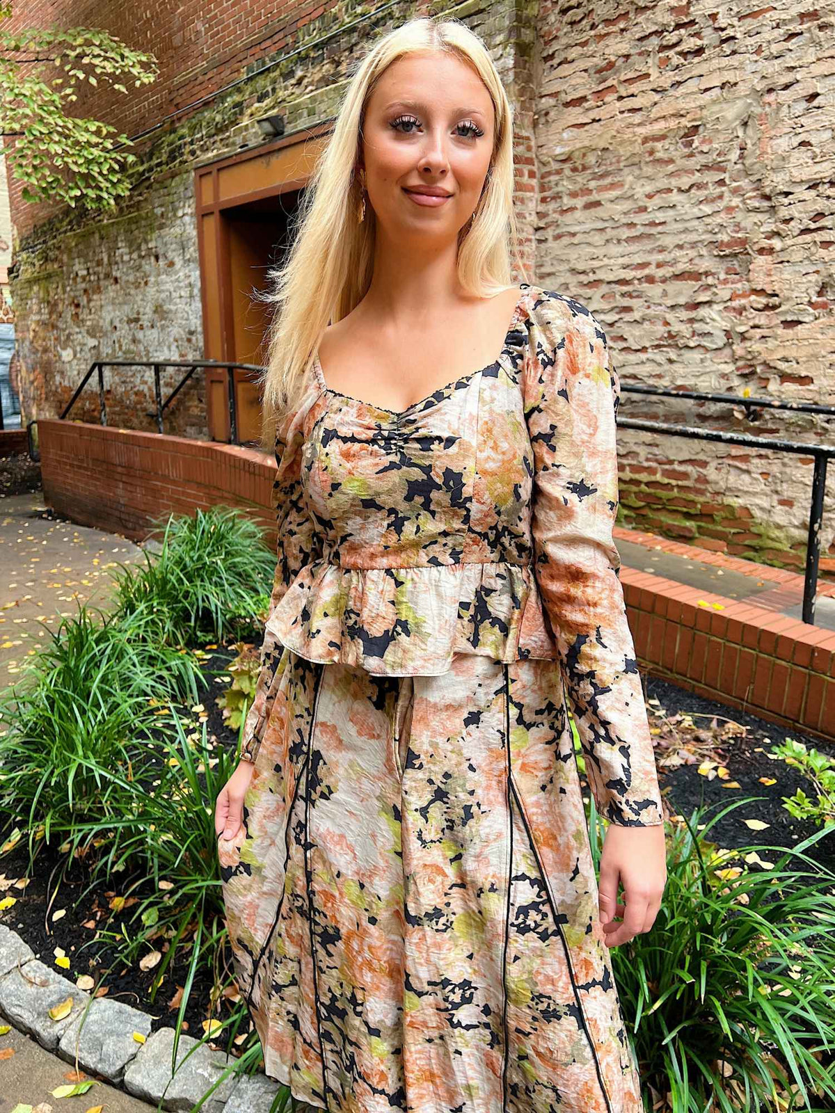 Adelyn Rae Sylvie Long Sleeves Peplum Top