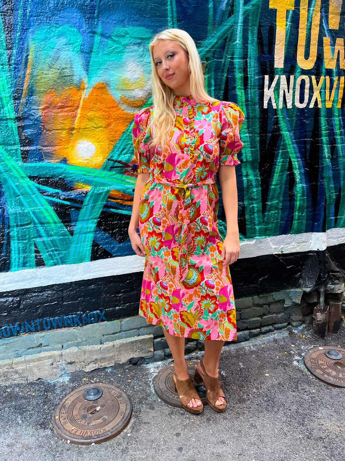 Uncle Frank Bouquet Midi Shirt Dress