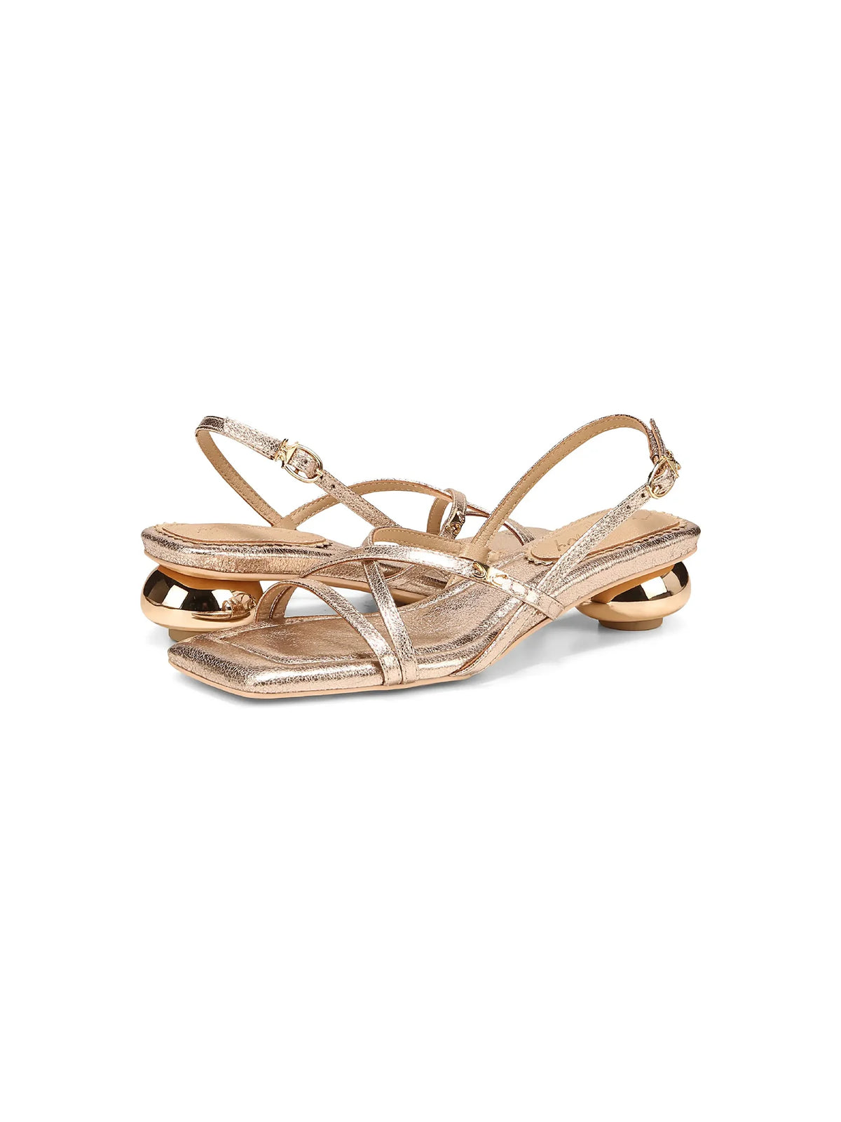Circus NY by Sam Edelman Caia Ankle Strap Heeled Sandal Soft Gold Faux Leather