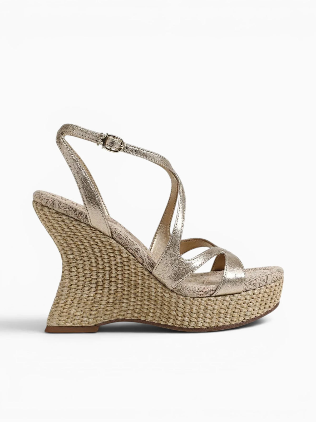 Circus NY by Sam Edelman Trina Platform Wedge Sandal Metallic Gold Faux Leather