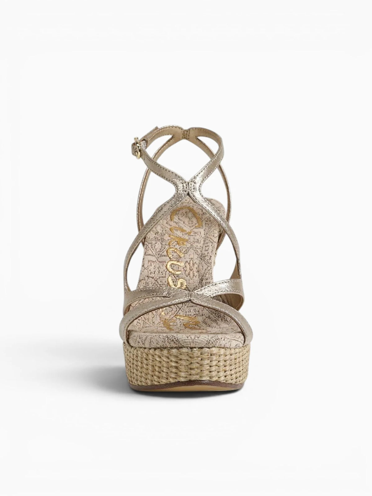 Circus NY by Sam Edelman Trina Platform Wedge Sandal Metallic Gold Faux Leather