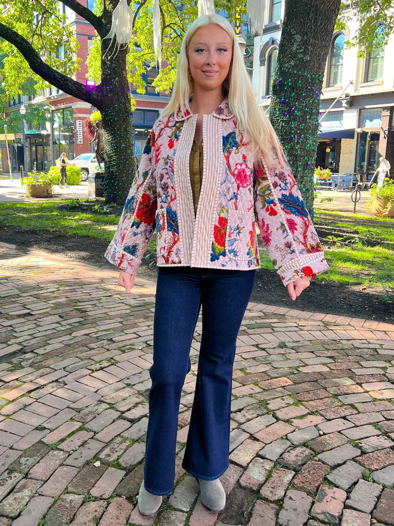 Contrast Panel Quilt Open Jacket
