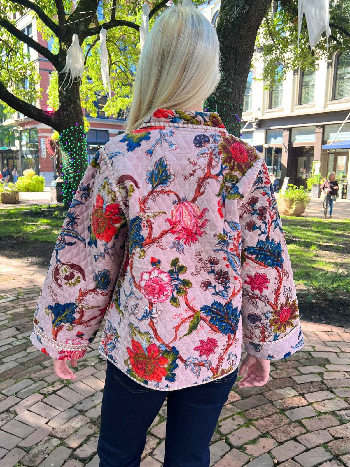 Contrast Panel Quilt Open Jacket