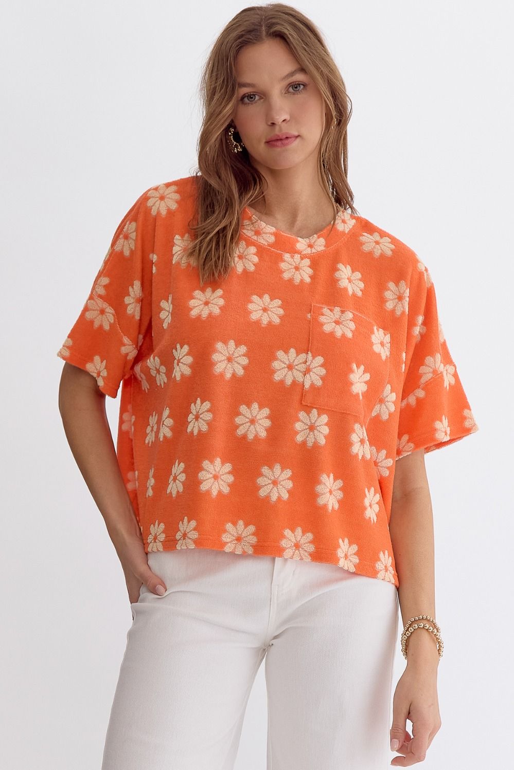 Floral Terry Cloth Top