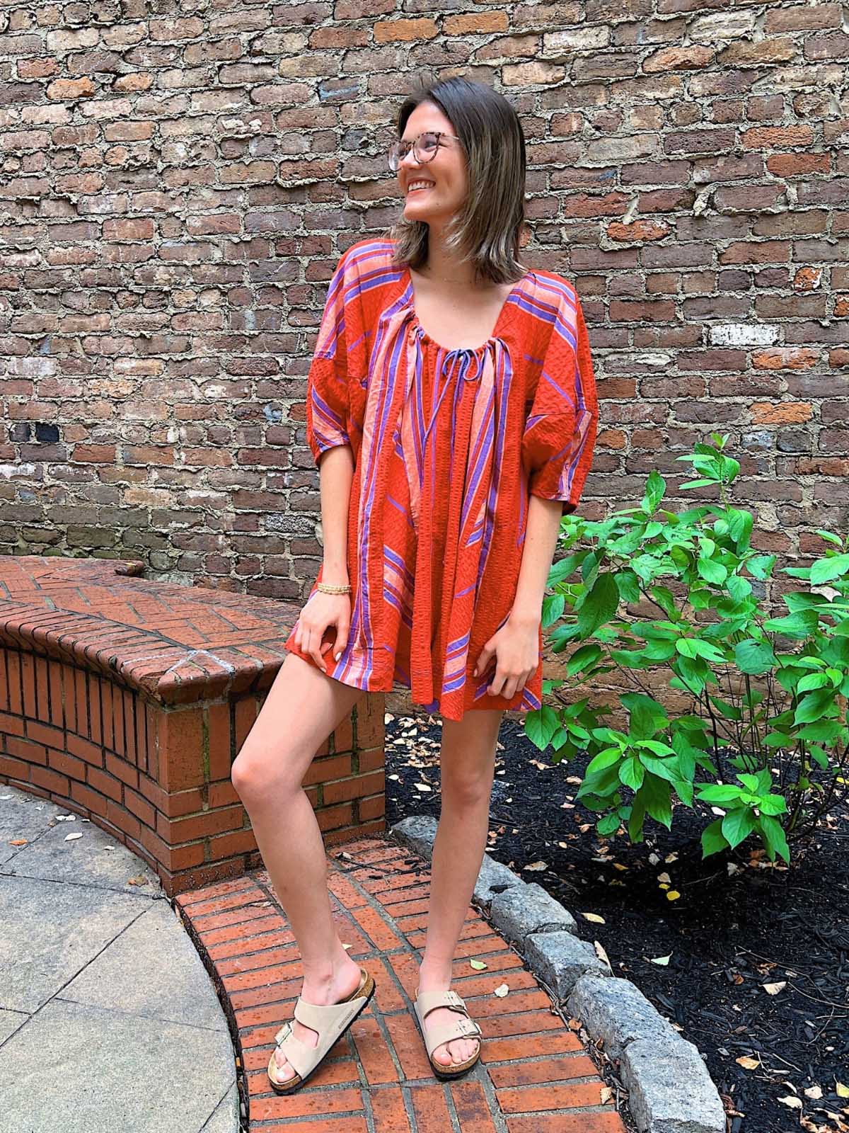 Free People Bop Around Romper Seaside Stripe Red Combo