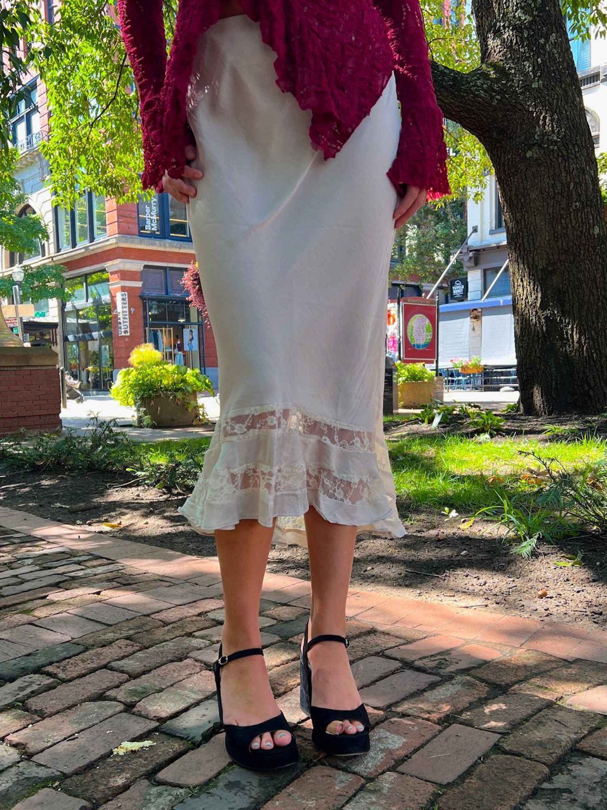 Free People Long Lost Lover Maxi Slip Skirt Tea