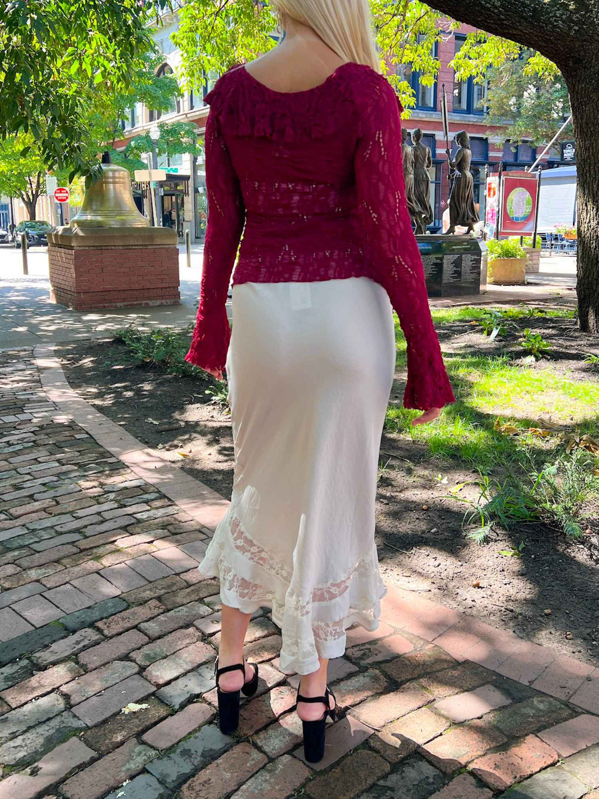 Free People Long Lost Lover Maxi Slip Skirt Tea
