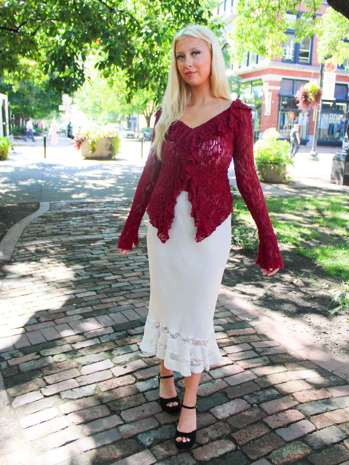 Free People Long Lost Lover Maxi Slip Skirt Tea